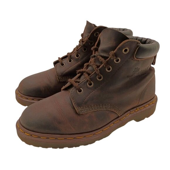 Vintage DR. DOC MARTENS '939' Brown Leather Combat Boot Mens US 8 Shoes England - Picture 1 of 9